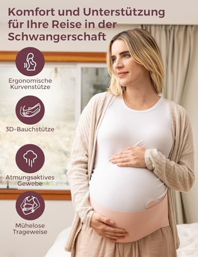 momcozy Schwangerschafts-Bauchband atmungsaktiv – Rosa, M