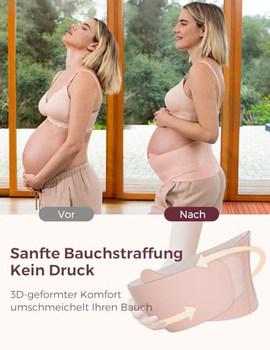 momcozy Schwangerschafts-Bauchband atmungsaktiv – Rosa, M