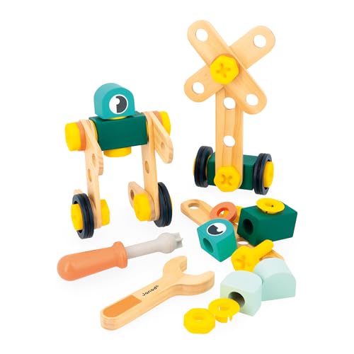 Janod Konstruktionsspielzeug aus FSC-Holz und Plastik – 50-teilig