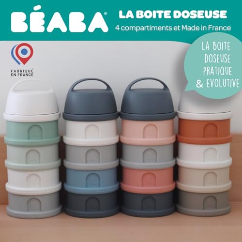 Beaba BÉABA Milchpulver-Dosierboxen stapelbar – 4 Fächer, transparent