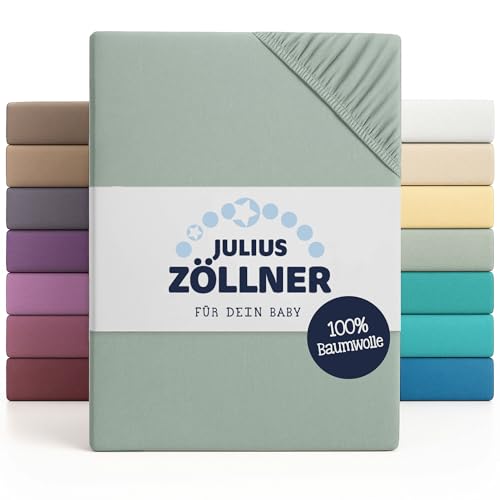 Julius Zöllner Jersey-Spannbettlaken für Wiegen 90 × 40 cm – Salbei, 2er-Pack
