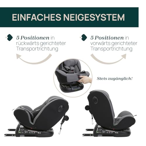 Chicco Kindersitz Unico Evo I-Size – ISOFIX 360° drehbar, Grau