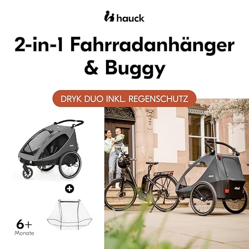 Hauck Dryk Duo 2in1 Fahrradanhänger für 2 Kinder – Grau