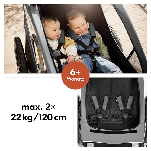 Hauck Dryk Duo 2in1 Fahrradanhänger für 2 Kinder – Grau