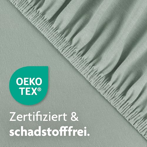 Julius Zöllner Jersey-Spannbettlaken für Wiegen 90 × 40 cm – Salbei, 2er-Pack