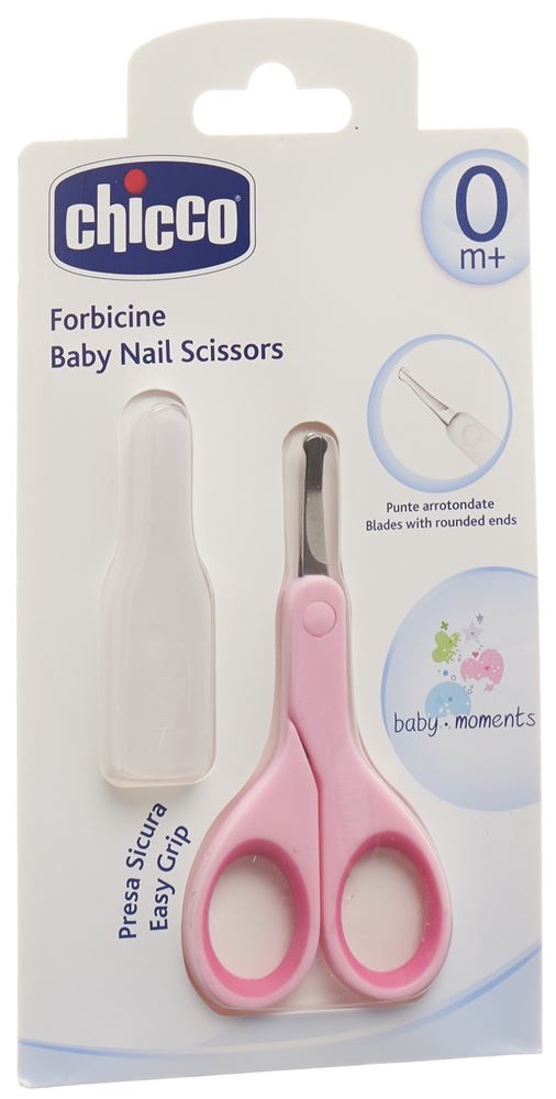 Chicco Babyschere aus nickelfreiem Edelstahl mit Schutzkappe – Rosa