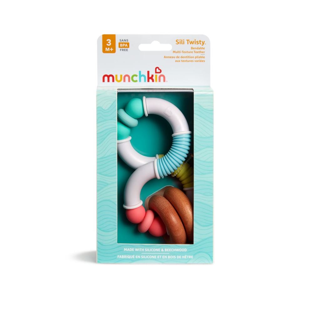 Munchkin Sili Twisty Beissring aus Holz und Silikon