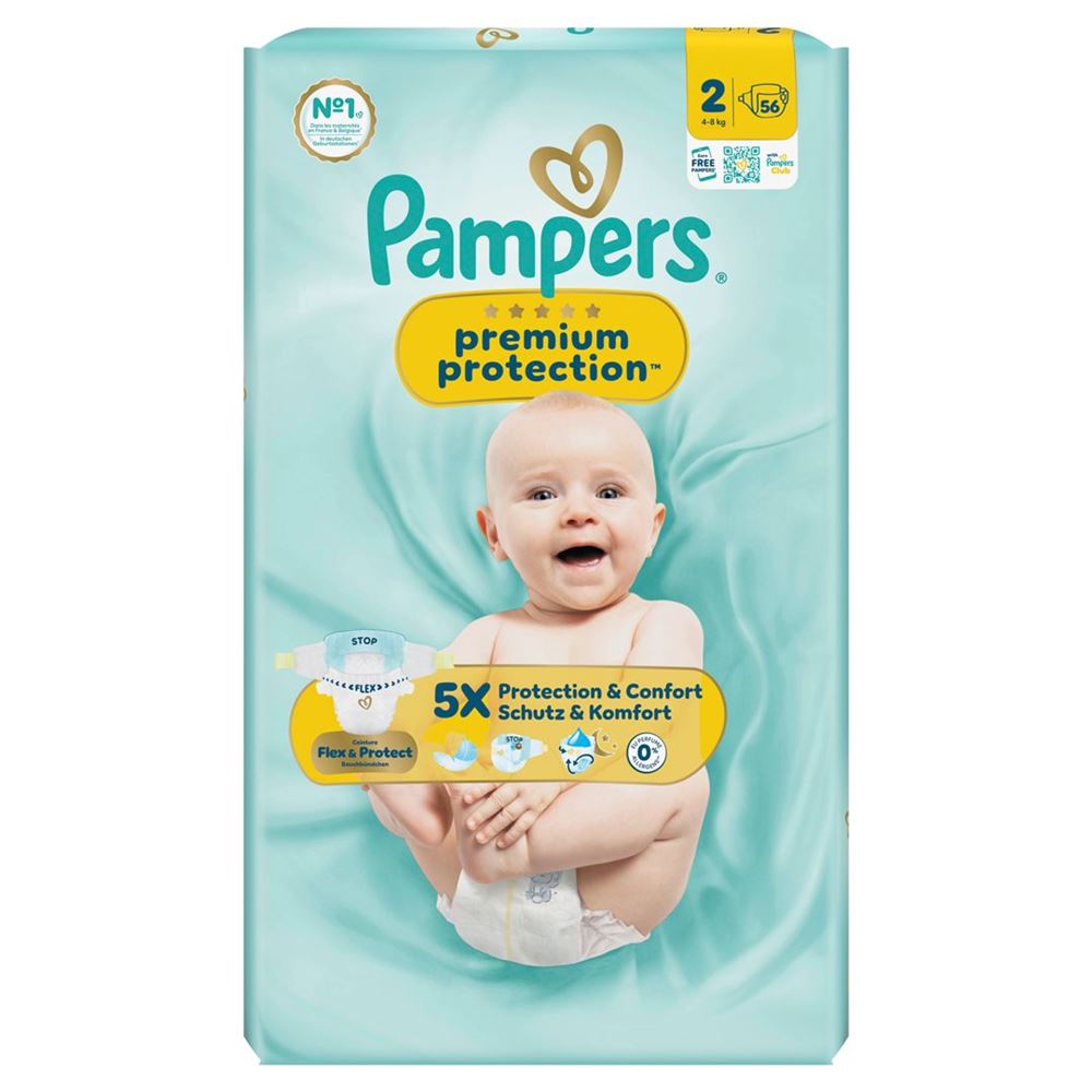 Pampers Premium Protection Windeln – 56 Stück, 4–8 kg