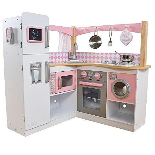 KidKraft Kid Kraft Grand Gourmet Kinderküche aus Holz – Rosa & Weiss