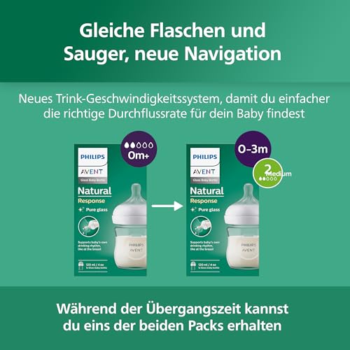 Philips AVENT Glas-Babyflasche Natural Response Anti-Kolik – 120 ml