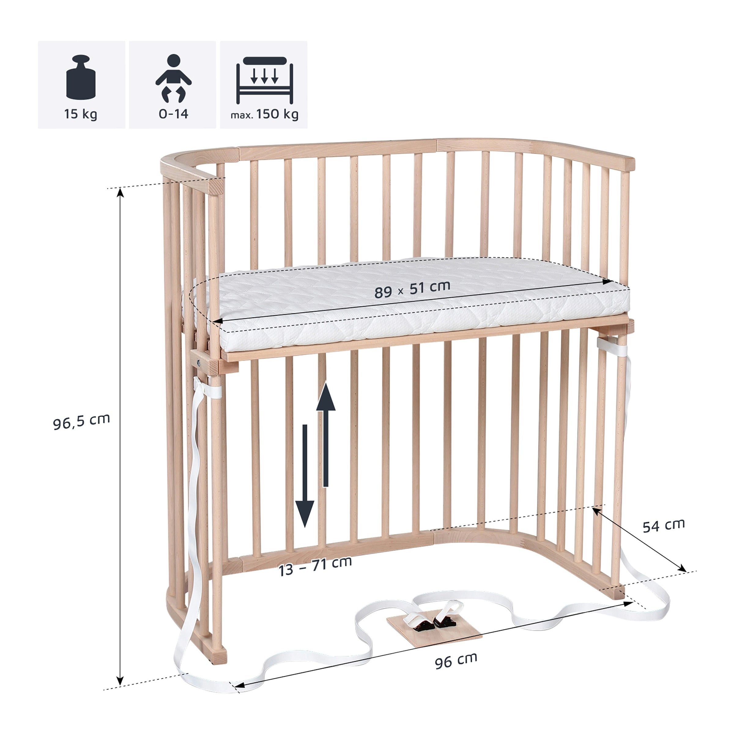 Vielseitiges Beistellbett Boxspring für Babys