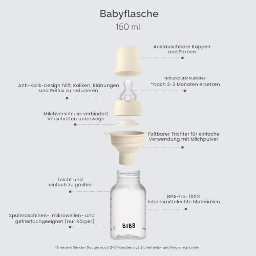 BIBS Silikon-Babyflasche 150 ml – Baby Blau