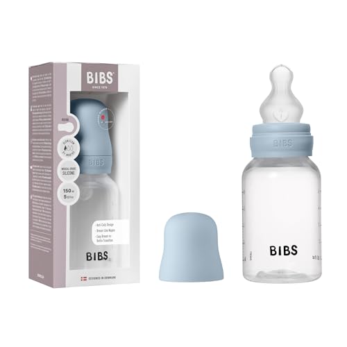 BIBS Silikon-Babyflasche 150 ml – Baby Blau