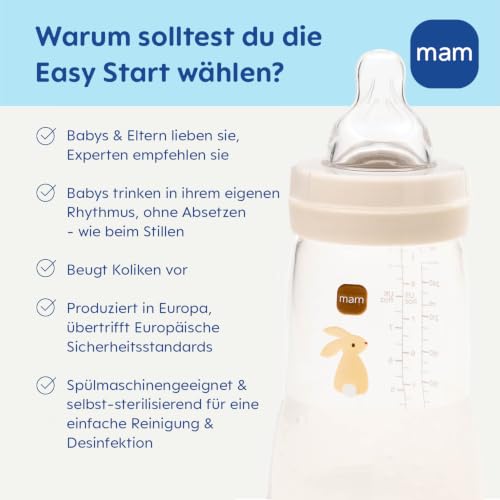 MAM Easy Start Anti-Kolik-Babyflasche 160 ml, 2er-Pack – Grün/Schaf