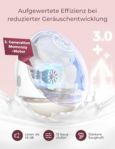 momcozy Mobile Flow Handfreie elektrische Milchpumpe – Rot, 17–24 mm