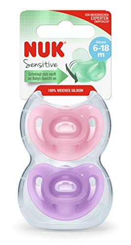 NUK Sensitive Silikon-Schnuller – Lila & Rosa, 2er-Pack