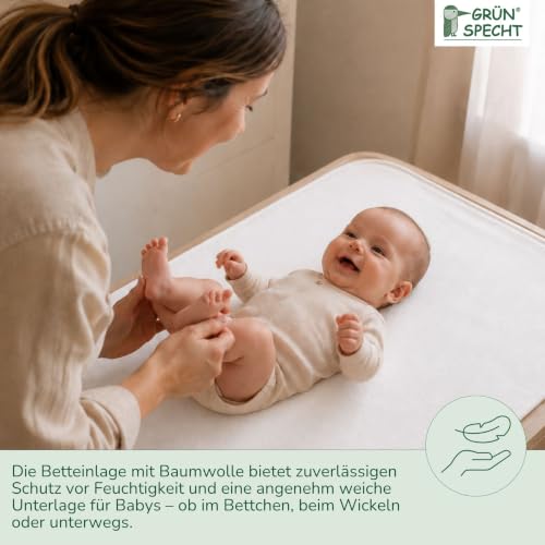 GRÜNSPECHT Wasserdichte Betteinlage 70 × 100 cm – Weiss
