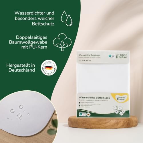 GRÜNSPECHT Wasserdichte Betteinlage 70 × 100 cm – Weiss