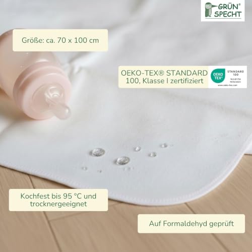 GRÜNSPECHT Wasserdichte Betteinlage 70 × 100 cm – Weiss