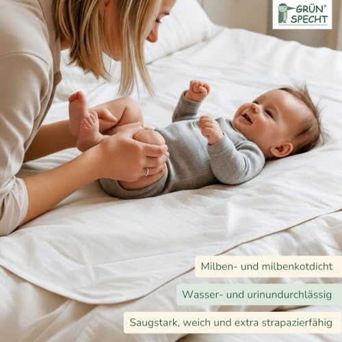 GRÜNSPECHT Wasserdichte Betteinlage 70 × 100 cm – Weiss