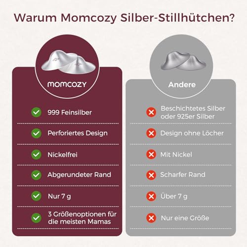 momcozy Silberhütchen 999er Silber XL (55 mm)