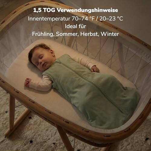 momcozy Babyschlafsack 1,5 TOG – Grün, 50–69 cm